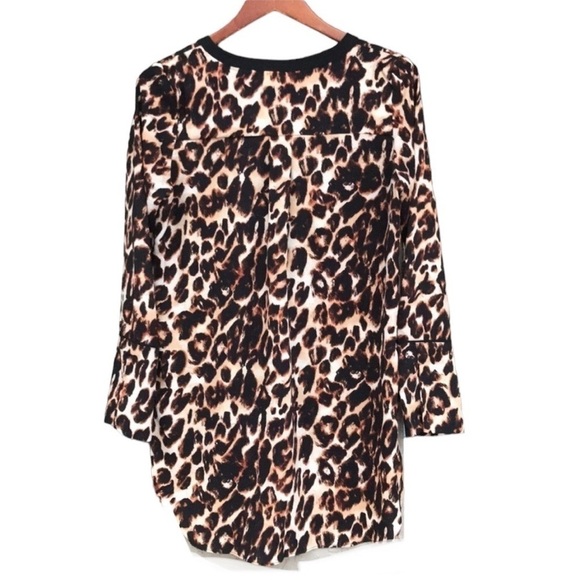 Gibson Lattner Animal/Cheetah Print 1/4 Font Zip Pullover Top - Picture 4 of 9